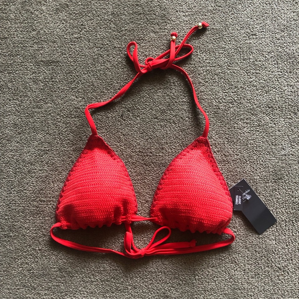 A&F Red Crochet Bikini Top